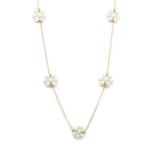 Pearl Flower Station Necklace