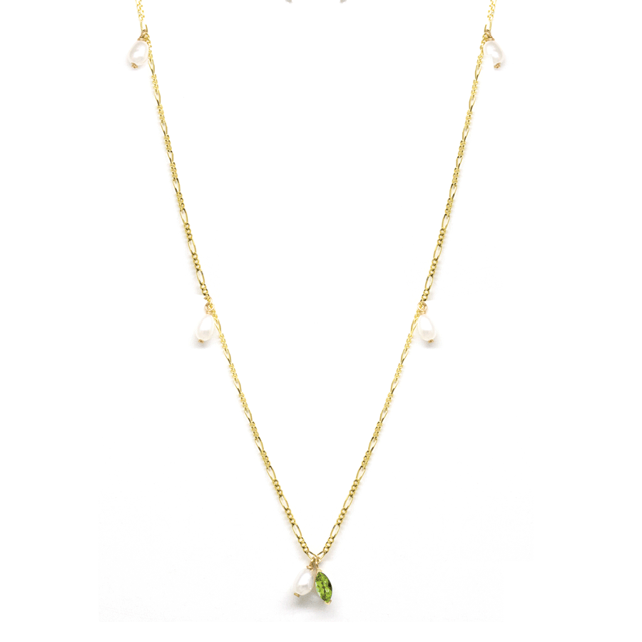 Marquise Gem Keshi Pearl Dangle Necklace