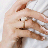 Petal Pearl Double Contrast Band Ring
