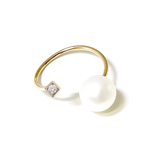 Diamond Pearl Open Ring