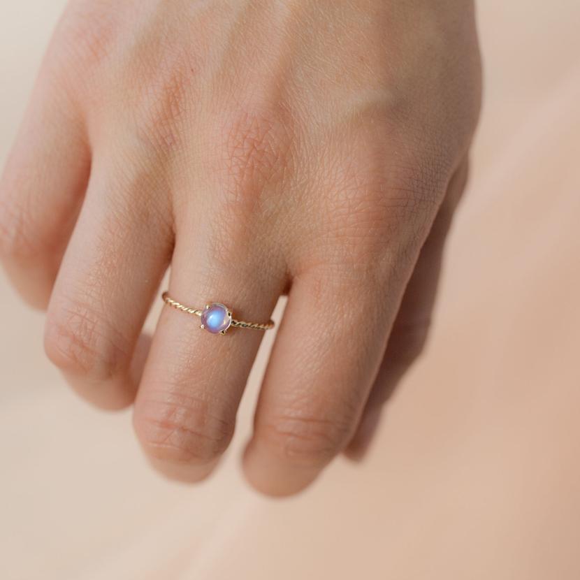 Rainbow Moonstone Twisted Ring