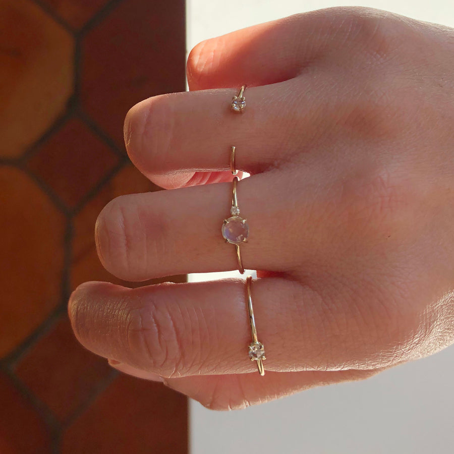 Rose Cut Moonstone Diamond Ring