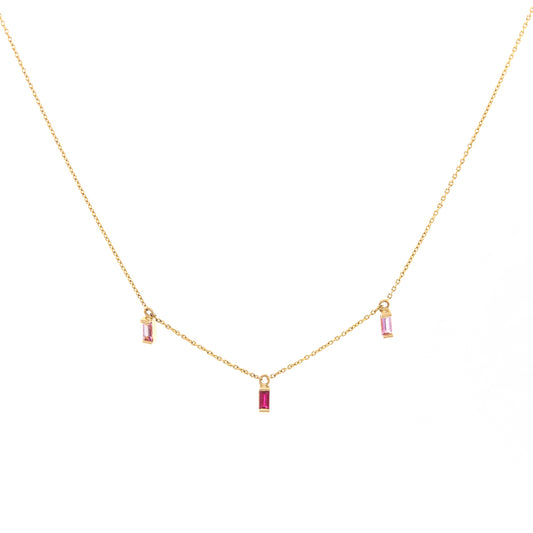 Ruby Pink Sapphire Trio Necklace