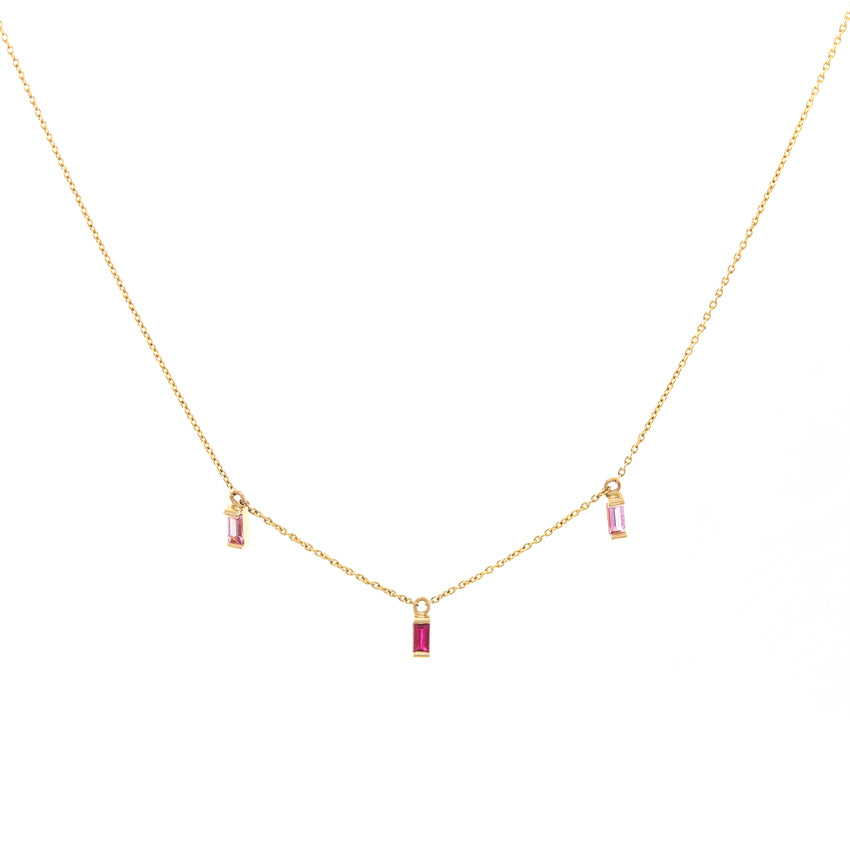 Ruby Pink Sapphire Trio Necklace