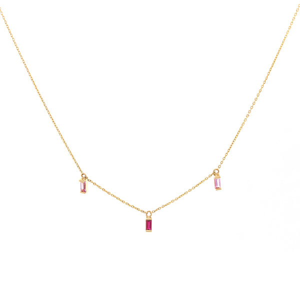 Ruby Pink Sapphire Trio Necklace
