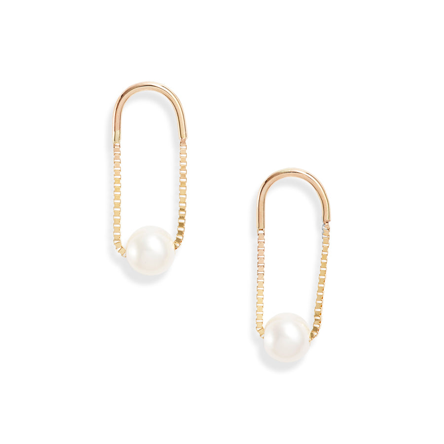 Short Crescent Pearl Drop Earrings