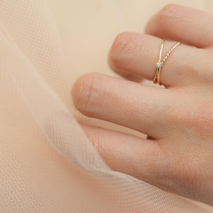 Skinny Baby Diamond Crisscross Ring