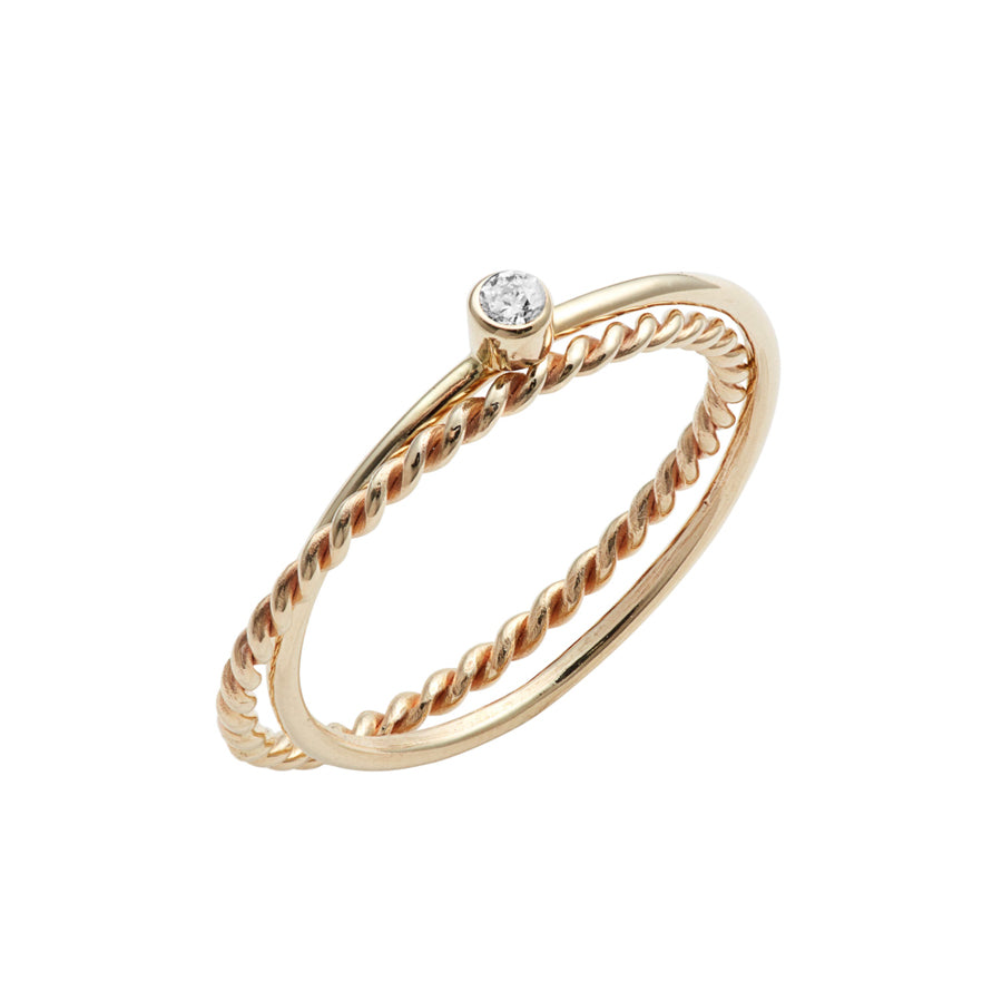 Skinny Baby Diamond Crisscross Ring