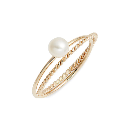 Skinny Pearl Crisscross Ring