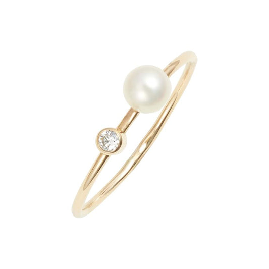 Skinny Pearl Diamond Duo Ring