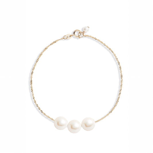 Triple Pearl Line Bracelet