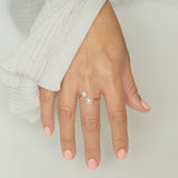 Twisted Double Pearl Open Ring