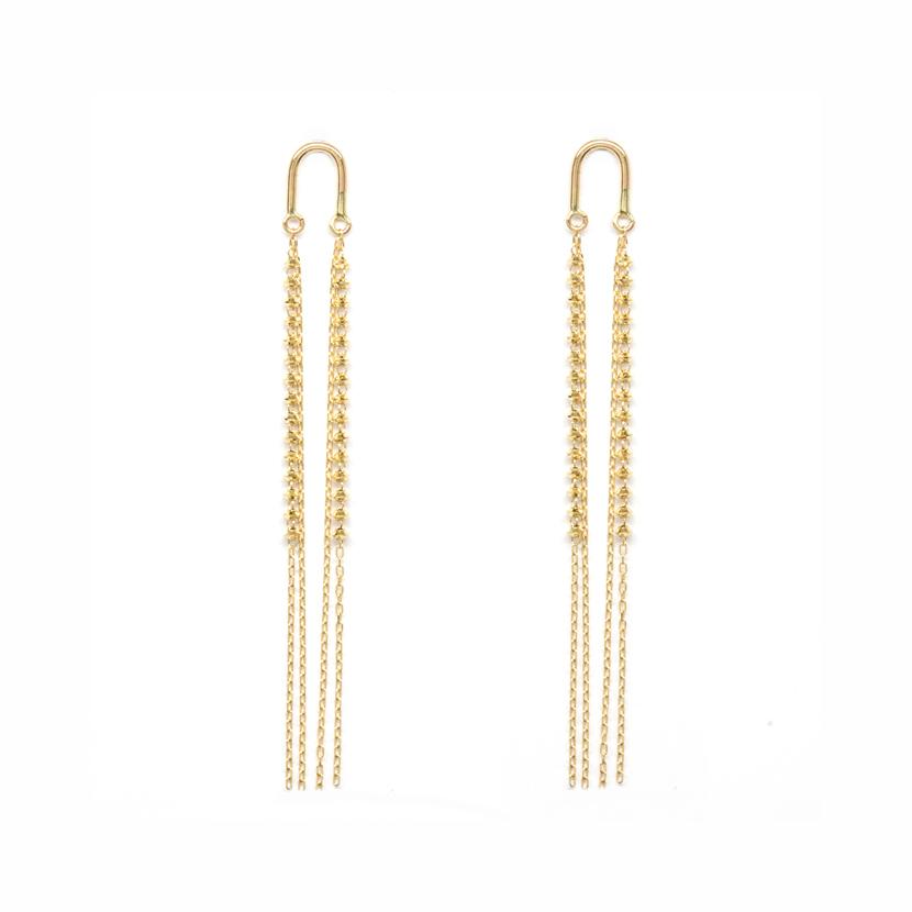 18K Gold Arch Short Shimmer Earrings