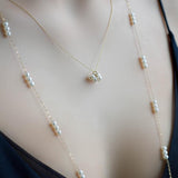 Triple Baby Pearl Long Strand Necklace