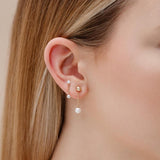 Gold Ball Pearl Linear Earrings
