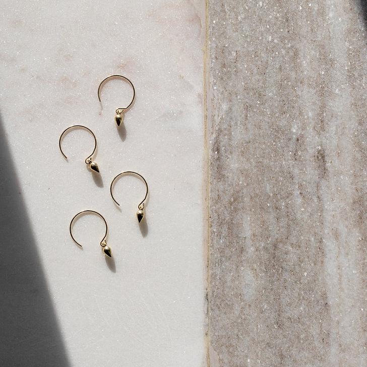 Gold Drop Baby Hoop Earrings