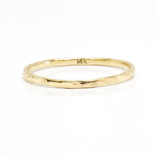 Slim Hammered Gold Ring