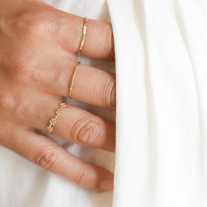 Slim Hammered Gold Ring