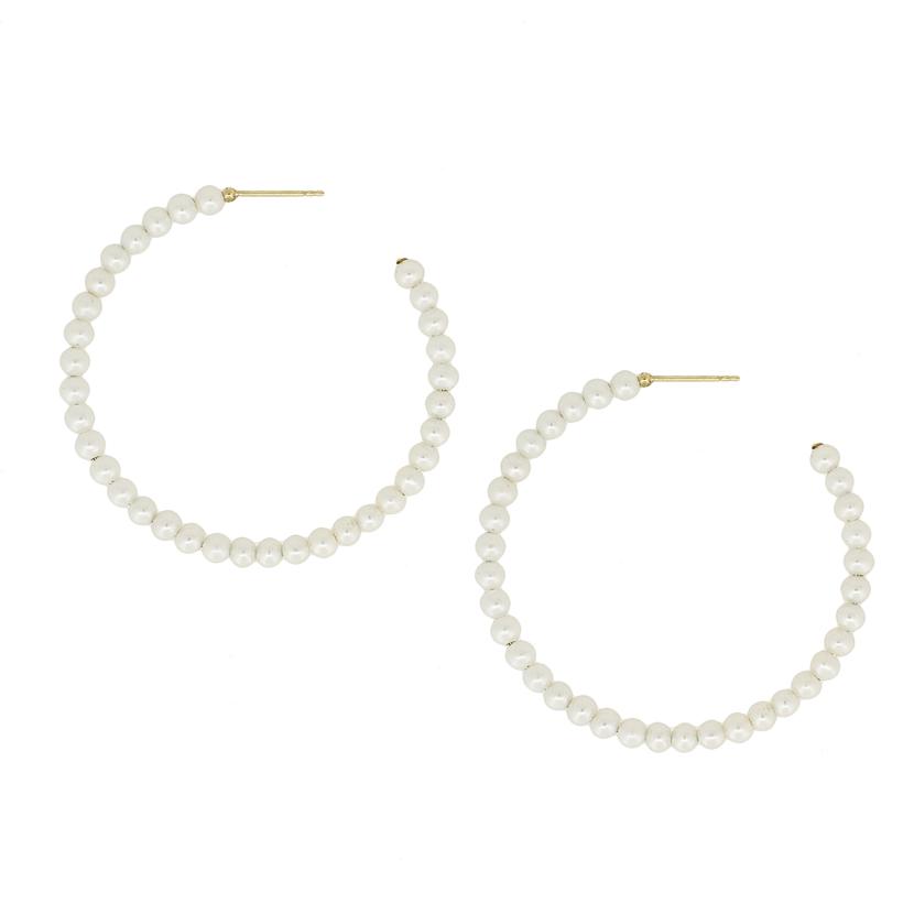 Large Baby Pearl Hoop Earrings