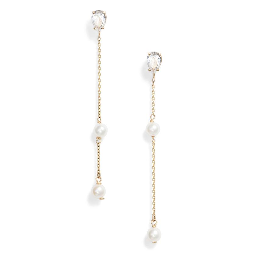 White Topaz Pearl Earrings