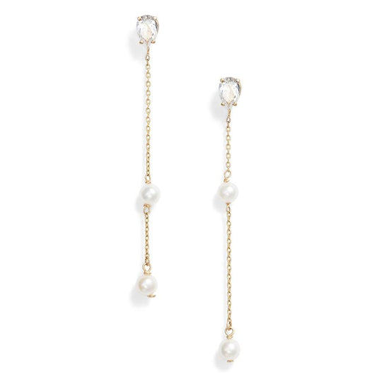 White Topaz Pearl Earrings